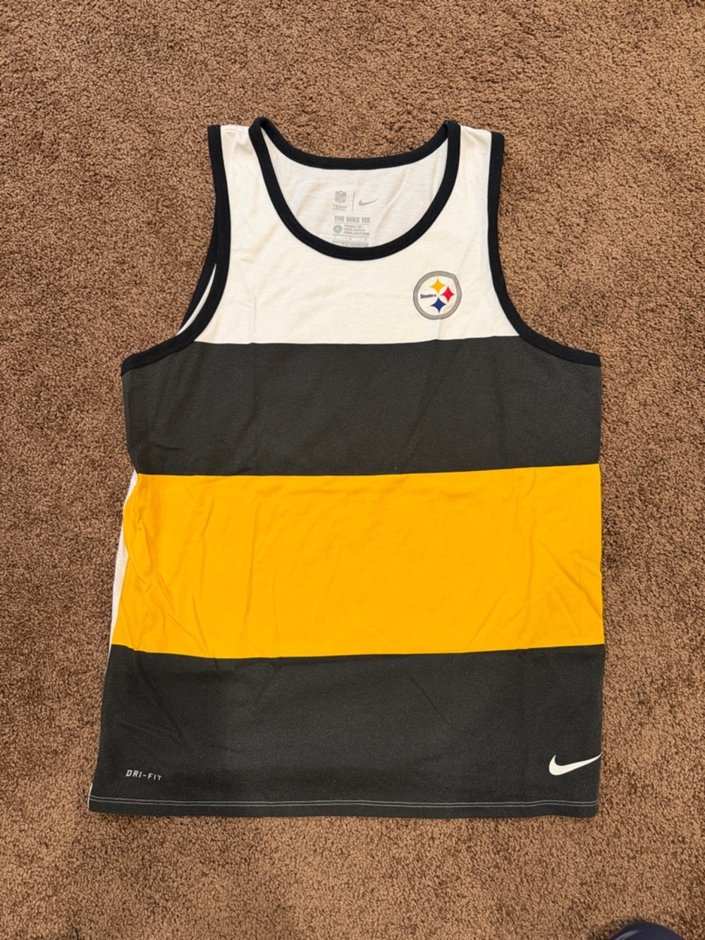 Nike Black, Gold & White Striped Pittsburgh Steelers Tank Top